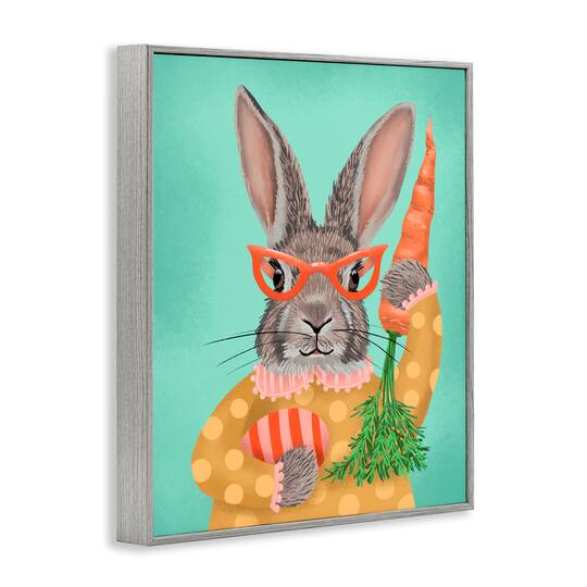 Stupell Industries Polka Dot Spring Rabbit Framed Giclée Wall Art